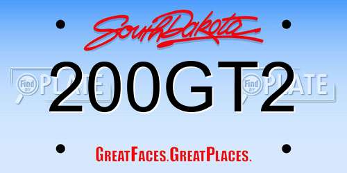200GT2 South Dakota License Plate
