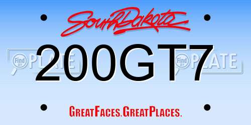 200GT7 South Dakota License Plate