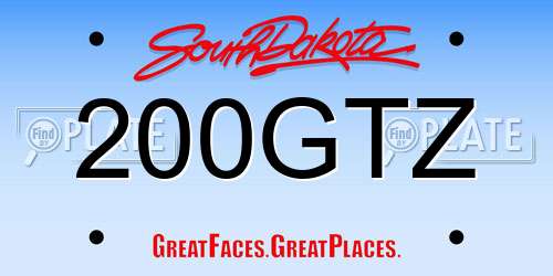 200GTZ South Dakota License Plate