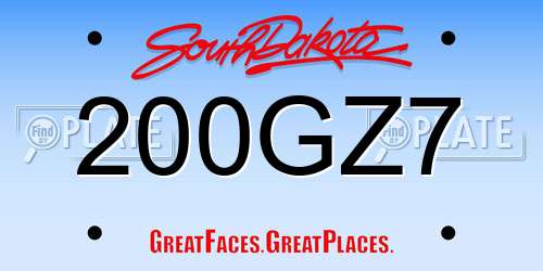 200GZ7 South Dakota License Plate