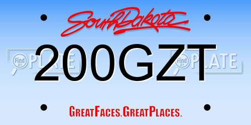 200GZT South Dakota License Plate