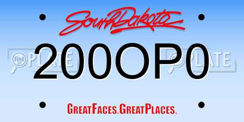 200OP0 South Dakota License Plate