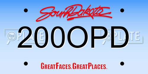 200OPD South Dakota License Plate