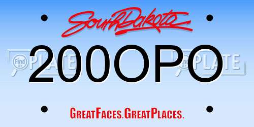 200OPO South Dakota License Plate