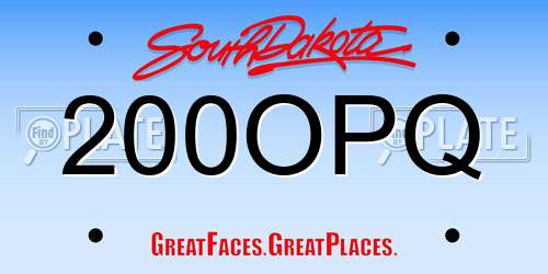 200OPQ South Dakota License Plate