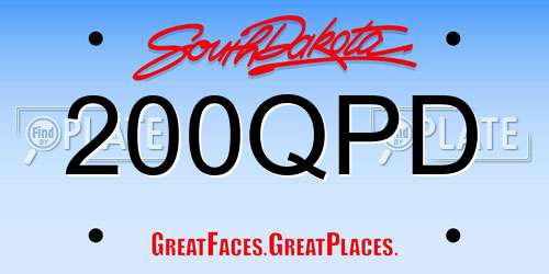 200QPD South Dakota License Plate