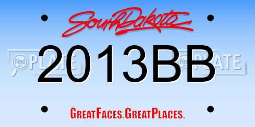 2013BB South Dakota License Plate