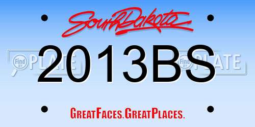 2013BS South Dakota License Plate