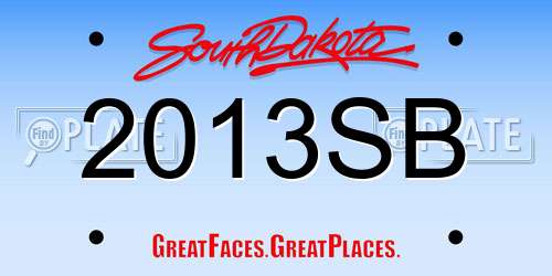 2013SB South Dakota License Plate