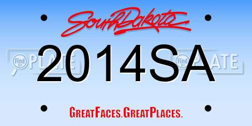 2014SA South Dakota License Plate