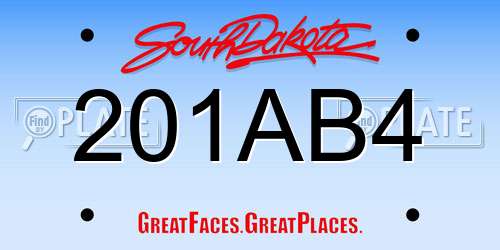 201AB4 South Dakota License Plate