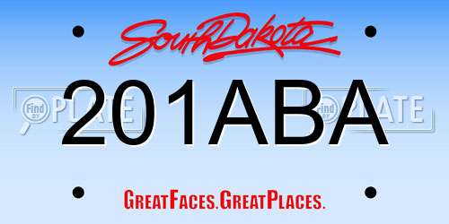 201ABA South Dakota License Plate
