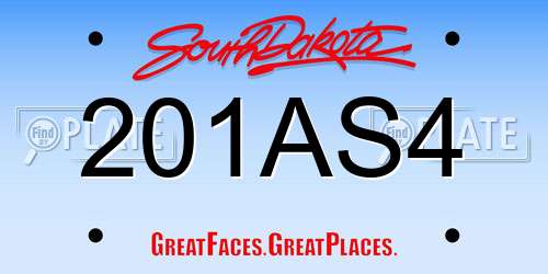 201AS4 South Dakota License Plate