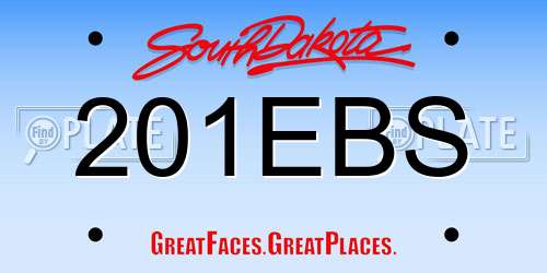 201EBS South Dakota License Plate