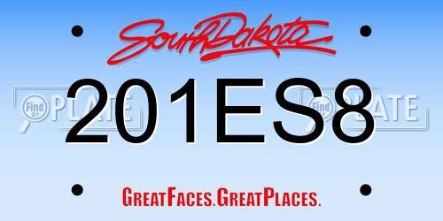 201ES8 South Dakota License Plate