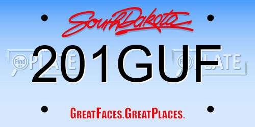 201GUF South Dakota License Plate