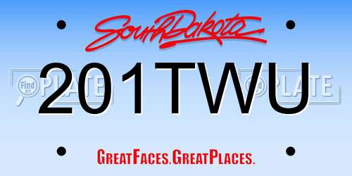 201TWU South Dakota License Plate