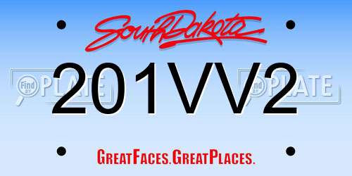 201VV2 South Dakota License Plate