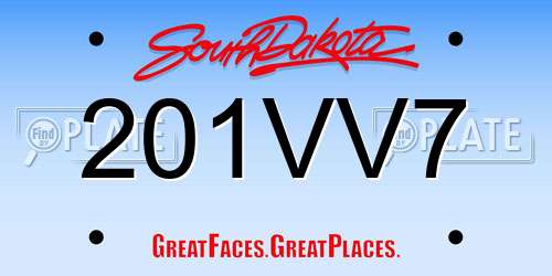 201VV7 South Dakota License Plate