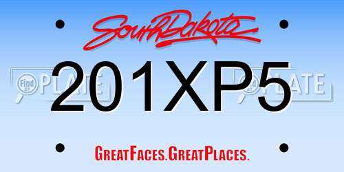 201XP5 South Dakota License Plate