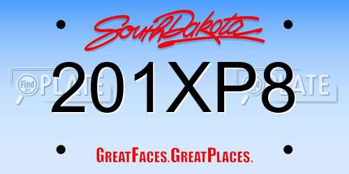 201XP8 South Dakota License Plate