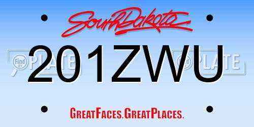 201ZWU South Dakota License Plate