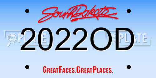 2022OD South Dakota License Plate