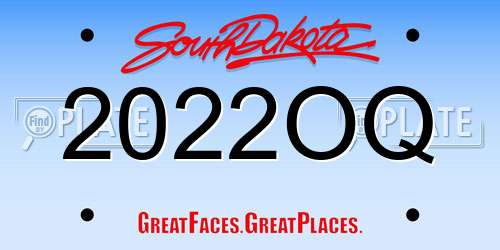 2022OQ South Dakota License Plate