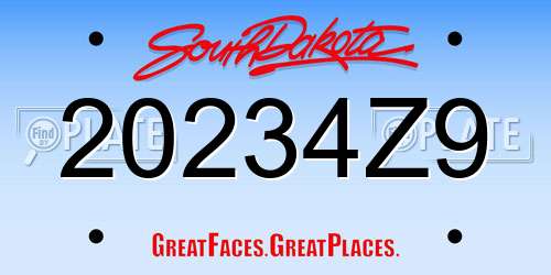 20234Z9 South Dakota License Plate
