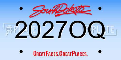 2027OQ South Dakota License Plate