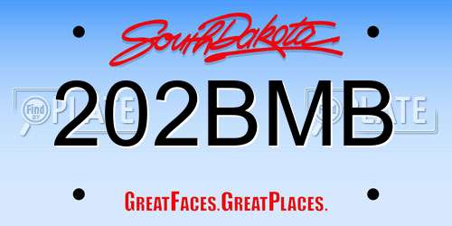 202BMB South Dakota License Plate