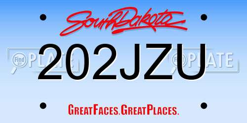 202JZU South Dakota License Plate