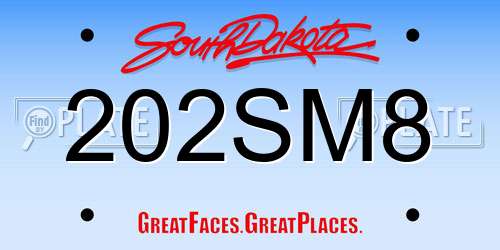 202SM8 South Dakota License Plate