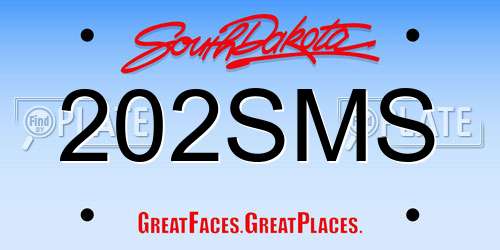 202SMS South Dakota License Plate