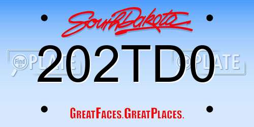 202TD0 South Dakota License Plate