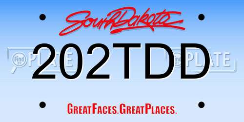 202TDD South Dakota License Plate