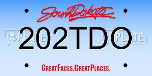 202TDO South Dakota License Plate
