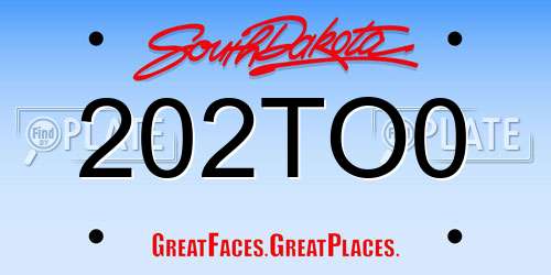 202TO0 South Dakota License Plate