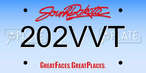 202VVT South Dakota License Plate