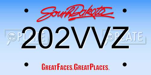 202VVZ South Dakota License Plate