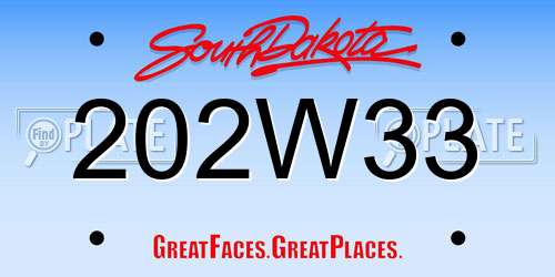 202W33 South Dakota License Plate