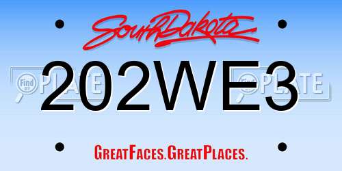 202WE3 South Dakota License Plate