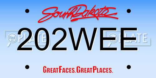 202WEE South Dakota License Plate