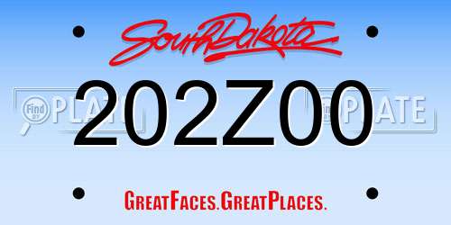 202Z00 South Dakota License Plate
