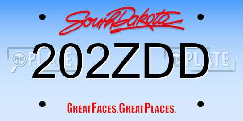 202ZDD South Dakota License Plate