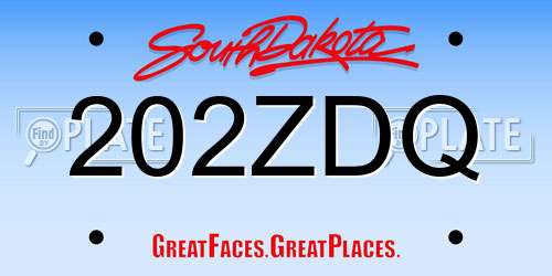 202ZDQ South Dakota License Plate
