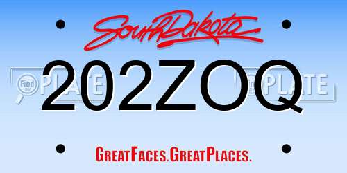 202ZOQ South Dakota License Plate