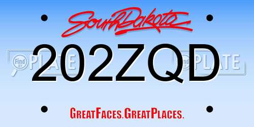 202ZQD South Dakota License Plate