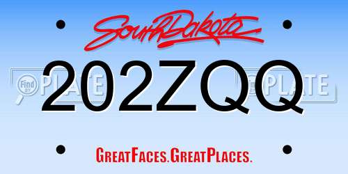 202ZQQ South Dakota License Plate