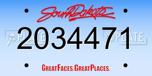 2034471 South Dakota License Plate
